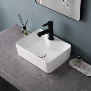 Lavabo de salle de bain vasque rectangulaire en céramique blanche