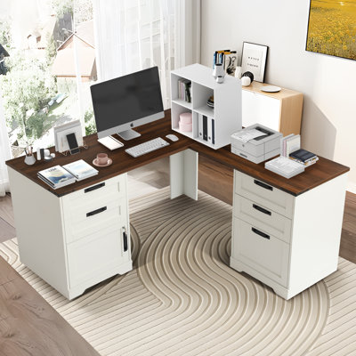 BGZ L-Shaped Executive Desk with Built-In Electrical Outlet