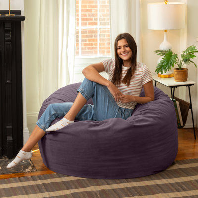 4 Foot Saxx - Large Round Bean Bag Chair For Adults - Lush Velvet