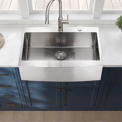 33X22x10" Kitchen Sink - Apron Style Stainless Steel Single Bowl T304 Strong And Rust & Stain Easy To Clean 16 Gauge Brushed Nickel Finish Effectively Surface