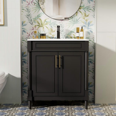 Everarda 30" Freestanding Bathroom Vanity Set with Sink Top, Faucet, Hand Painted