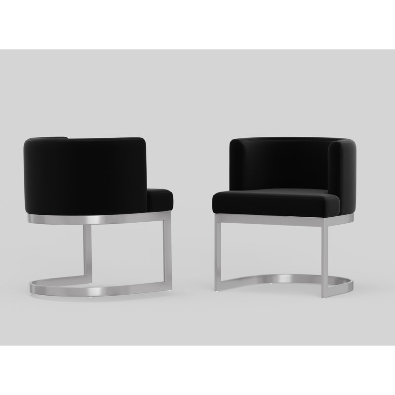 Waycross 19'' H Velvet Upholstered Armchair, Black