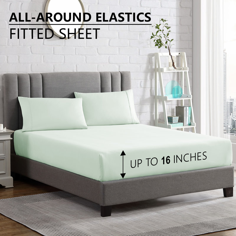  Ensemble de draps en microfibre ultra doux, Ensemble de draps pour lit simple + drap-housse + , Menthe