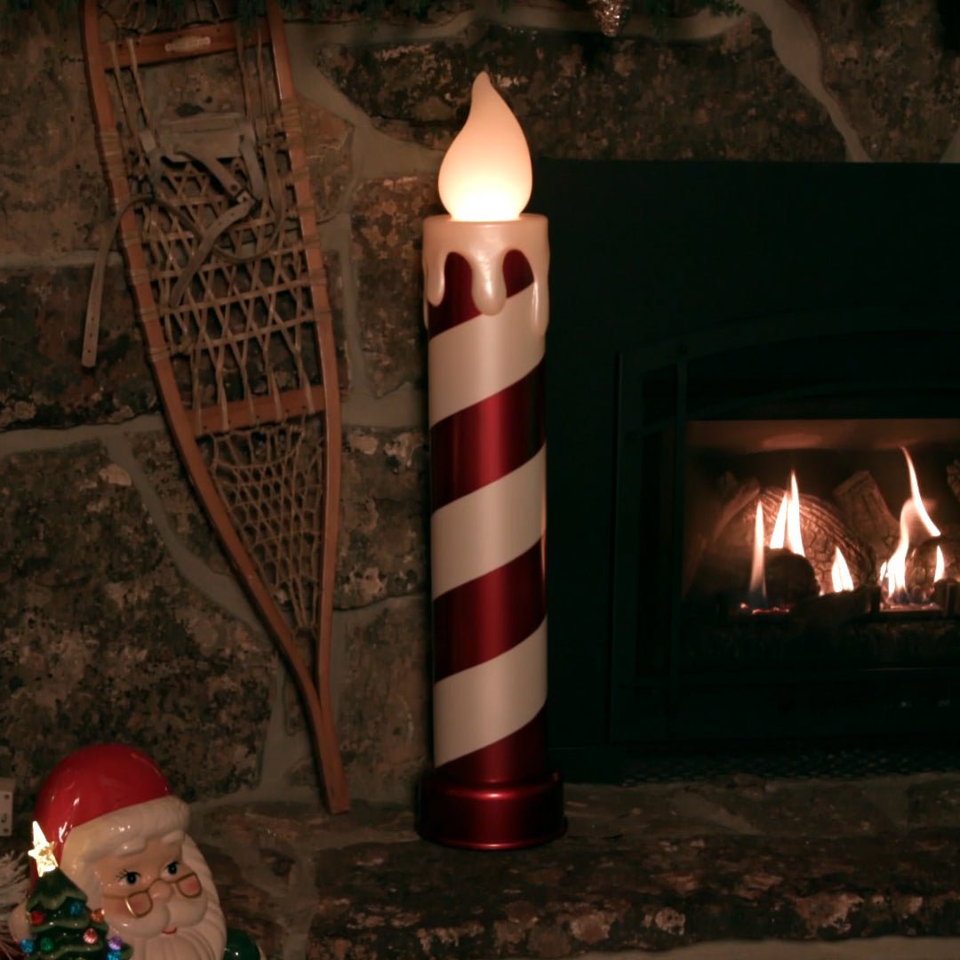 Outdoor 36" Metallic Blow Mold Candle, Red/White