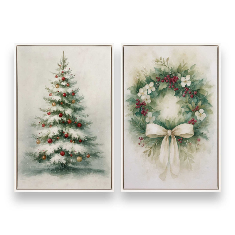 Ensemble de 2 impressions sur toile Evergreen Elegance, Impression encadrée sans passe-partout, H 31 po x l 42 po