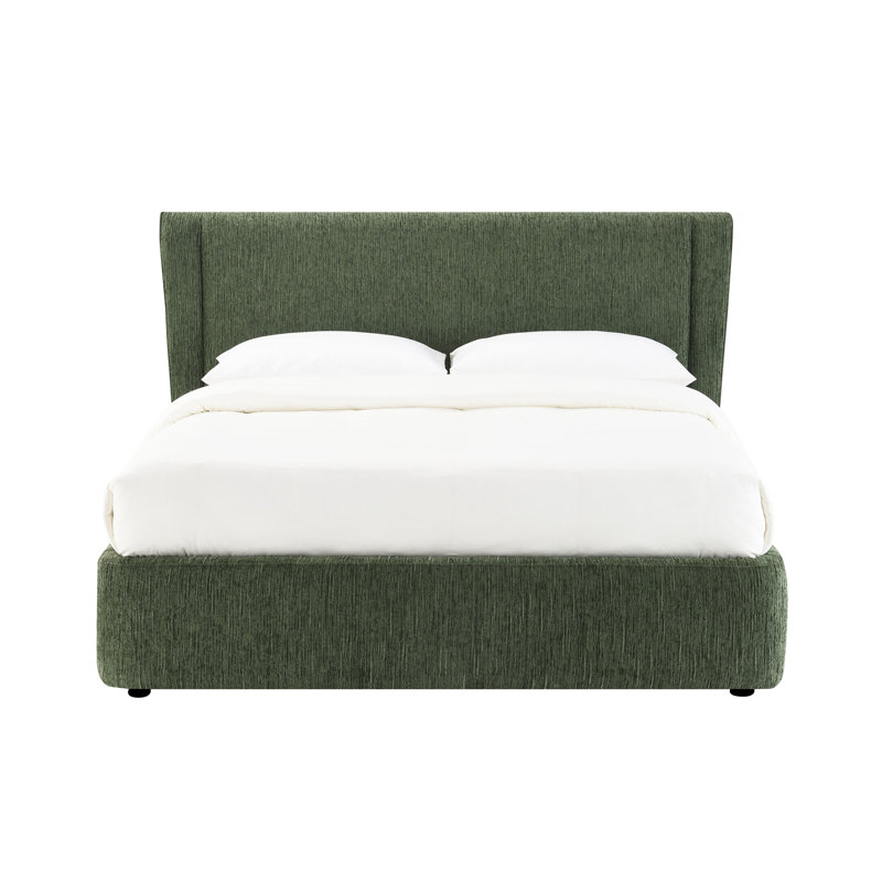 Lit double en chenille vert foncé Cheryl (aucun outil requis), Full