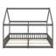 Lit plateforme double en bois en forme de maison double, côte à côte 2 lits partagés-211747427