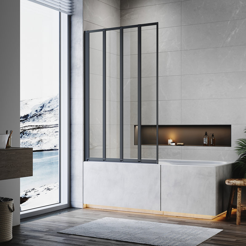 203.2mm W x 1400mm H Hinged Framed Tub Door with Clear Glass
