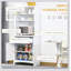 Élégant buffet avec huche, armoire de rangement pour garde-manger avec porte vitrée encadrée, tiroir et espace pour micro-ondes, blanc-416940666