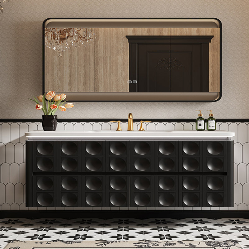 American modern style bathroom cabinet, Black, 21.65" H x 66.93" W x 21.65" D