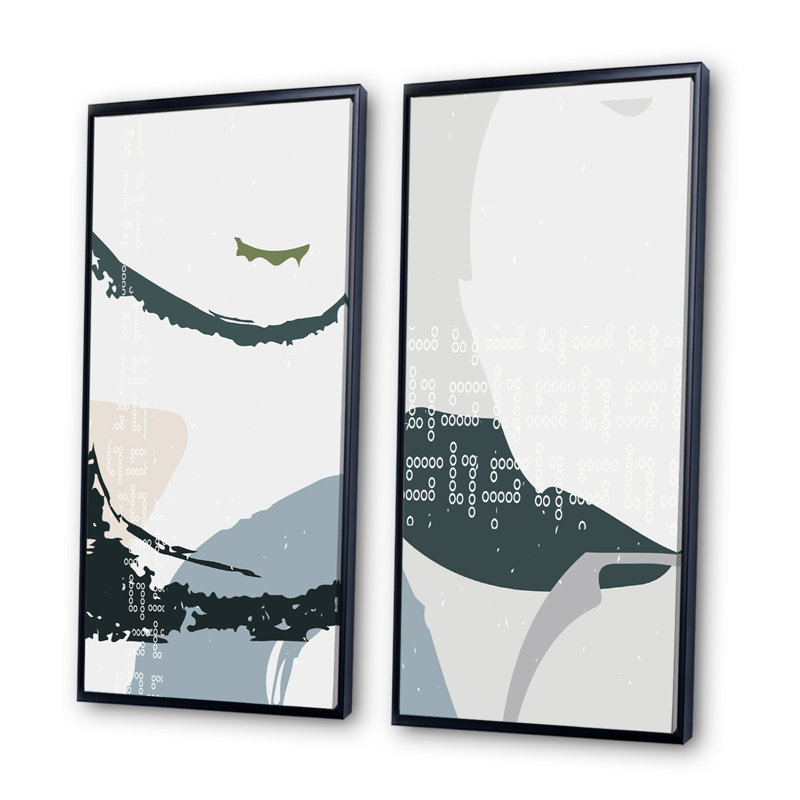 Set Of Abstract Minimalist I - 2 Piece Print Set on Canvas, 40" H x 40" W x 1.5" D, Black Framed Canvas