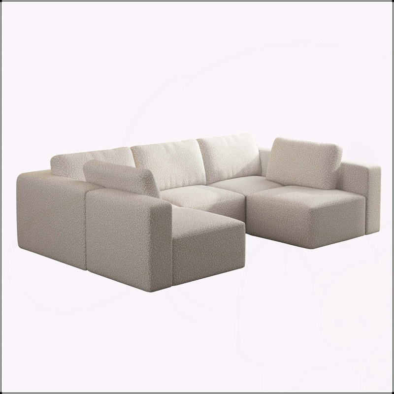 Canapé-lit modulaire Boneless avec méridienne et repose-pieds, ensemble convertible en forme de U, éponge compressée (Combo 3A + 2B)
