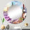 Bouteilles et feuilles de raisin, un champ de lavande III - miroir mural rond