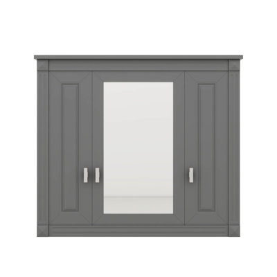 Armoire de salle de bain murale avec miroir, armoire à pharmacie avec quatre tablettes réglables