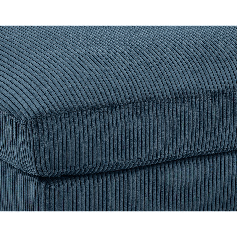 Corduroy Upholstered Rectangle Ottoman, Dark Blue