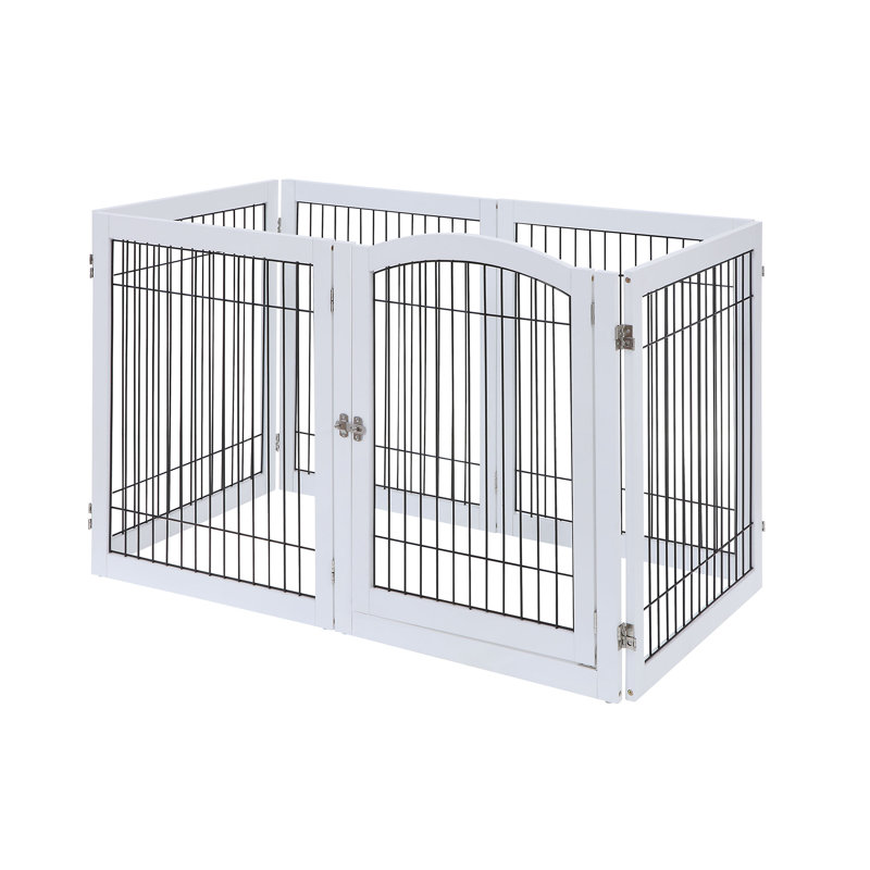Free Standing Pet Gate With Door, White