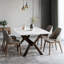 71 inch Marble Dining Table, Modern Dinner Table with Solid Wood Base for Living Room