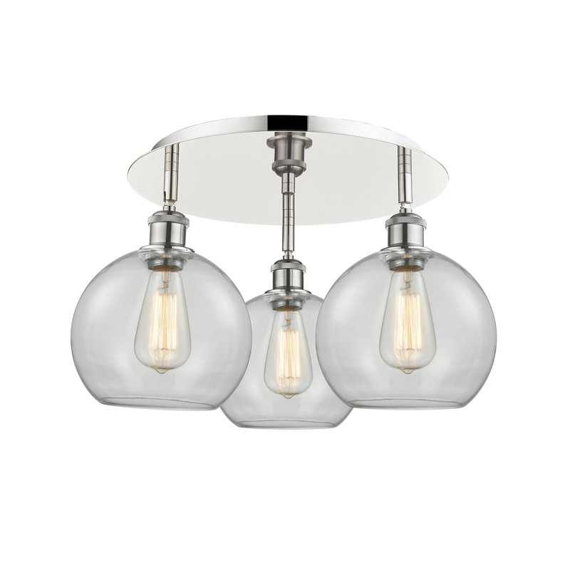 Ellington Glass Flush Mount, Clear, Polished Nickel