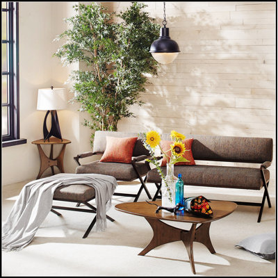 Triangle Shaped Wood Coffee Table – Pecan Veneer – Unique Design, MDF Construction(only table)