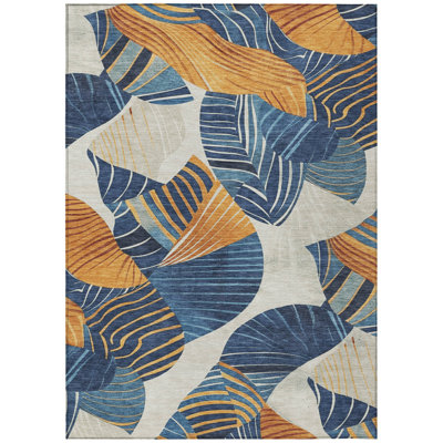 Machine Washable Indoor/Outdoor Husby ACN2220 Floral Rug