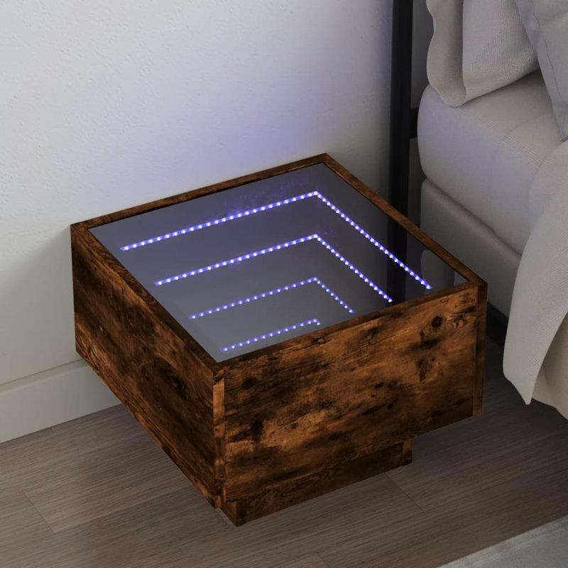 Dasaun 40cm W Manufactured Wood Bedside Table, Smoked Oak