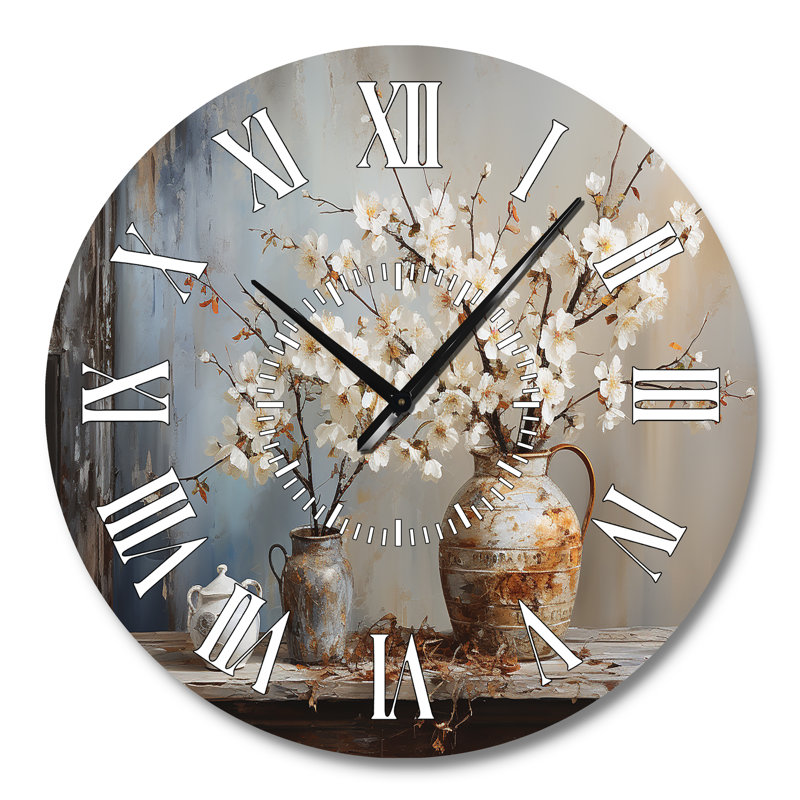 Horloge murale poterie et fleurs, Large