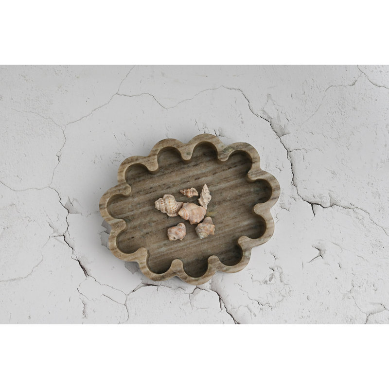 Plateau en marbre nervuré Montana Montana, L 7,7 po x P 7,7 po x H 1,55 po