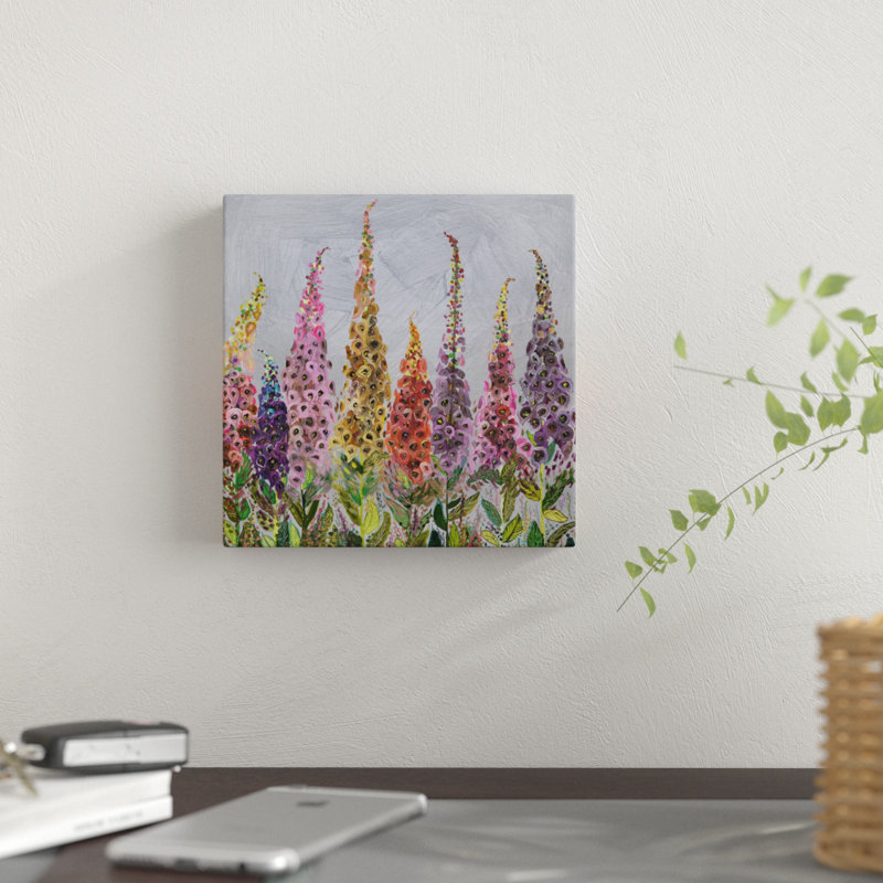 " Foxgloves " by Eli Halpin, 21" H x 21" W, Wrapped Canvas