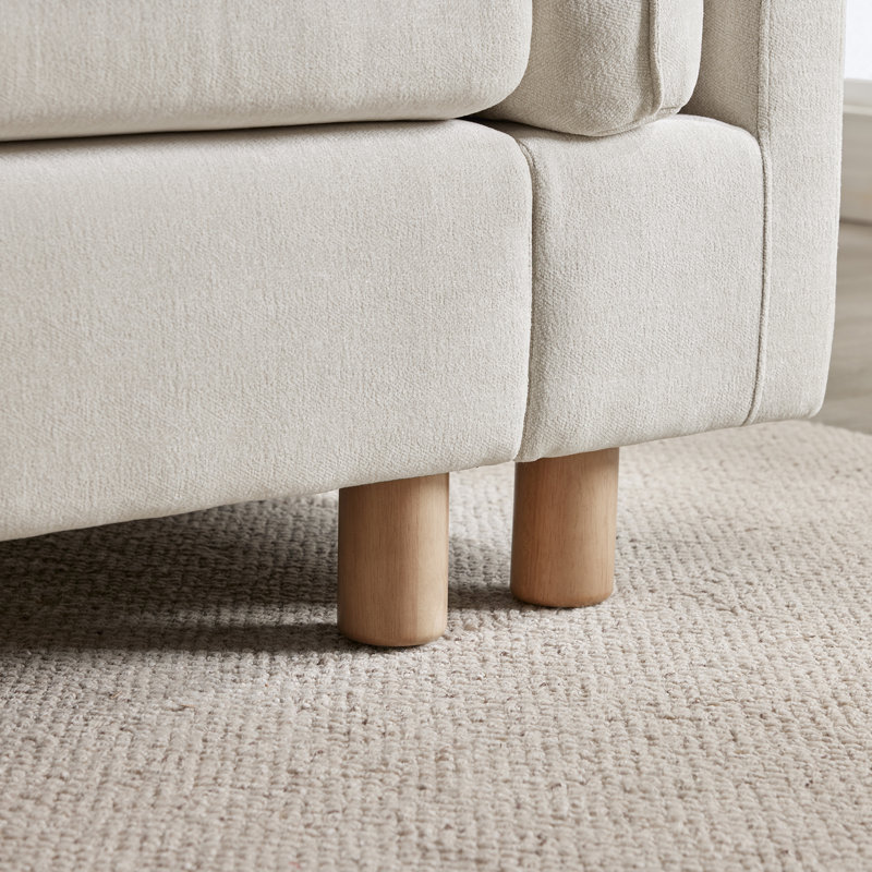 Canapé modulaire rembourré 3 pièces avec base en bois massif l 126,8 po Solena, Crème