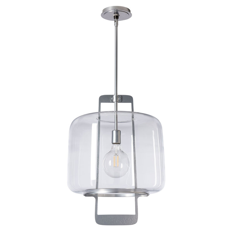 Luminaire suspendu Dane - verre, Verre transparent, Argenté