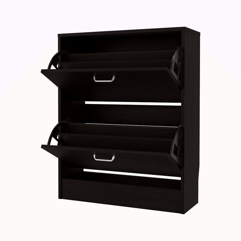 Range-chaussures avec 2 portes basculantes, Wengé