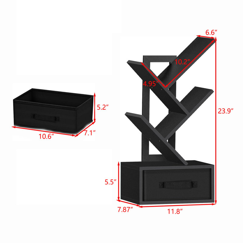 Small Book Shelf with Drawer, Black
