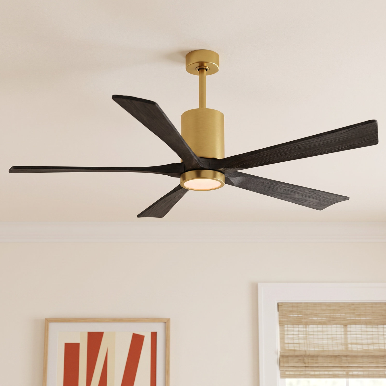 Irene Ceiling Fan with LED Light Kit, Brushed Brass, Matte Black, 60"