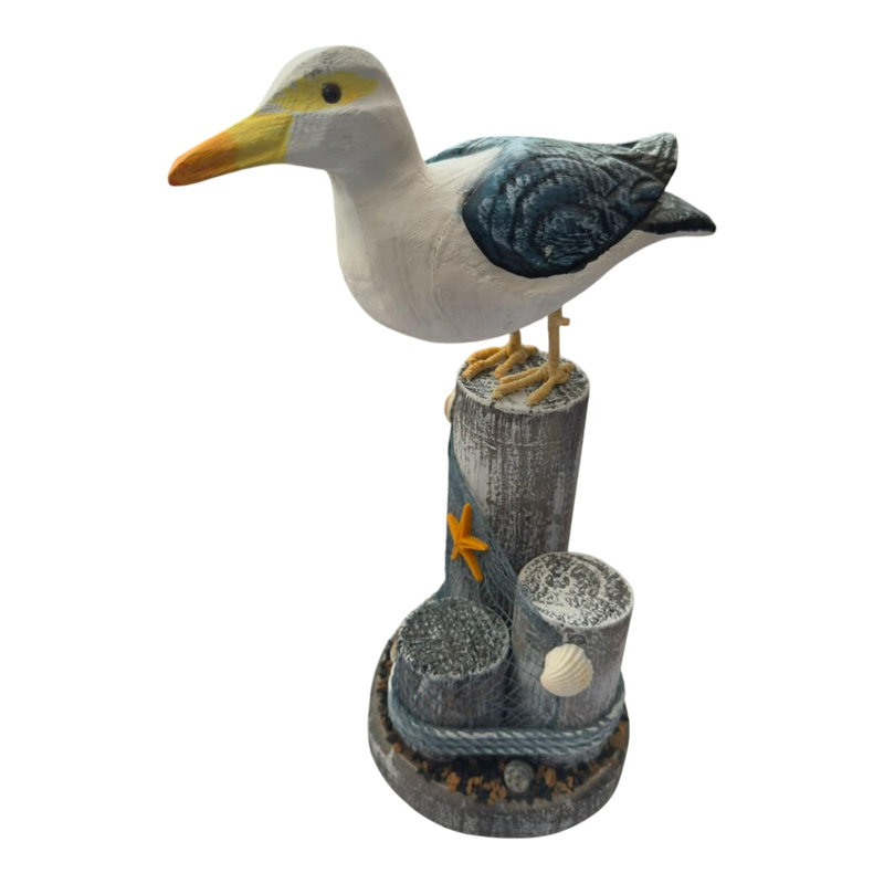 Figurine de mouette perchée sur un poteau
