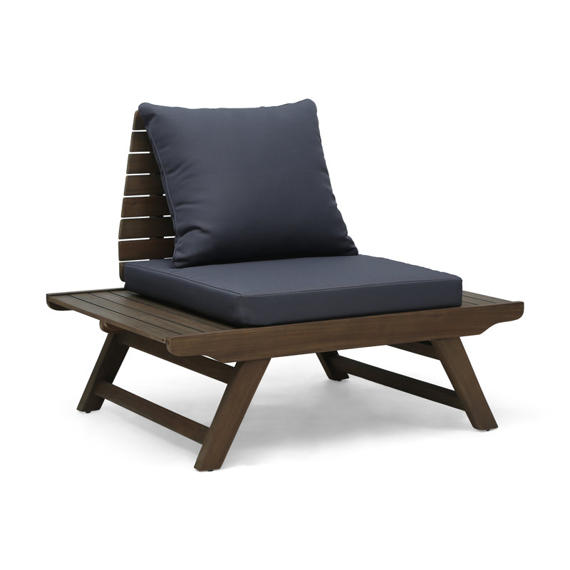 Salch Wood Outdoor Lounge Chair, Dark Gray, Brown
