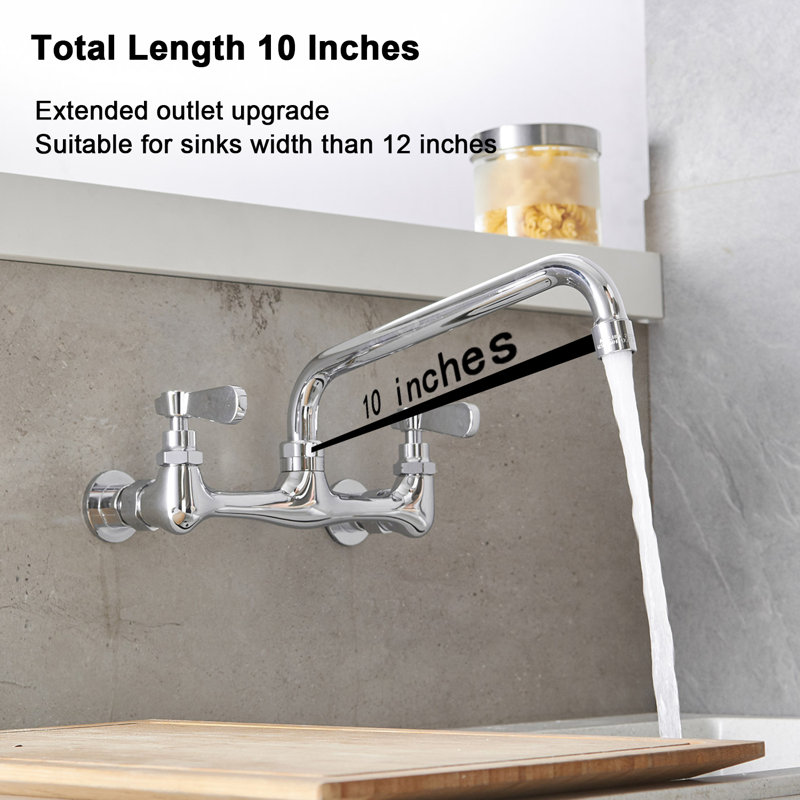 VIBRANTBATH Kitchen Faucet, 8, Polished Chrome-10 Inches