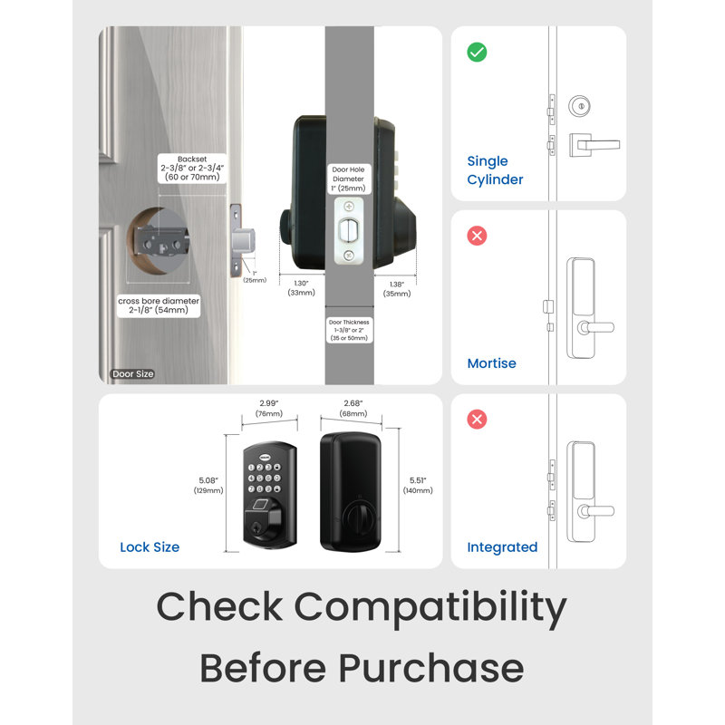 Serrure de porte d'entrée sans clé Nova Touch Desloc avec clavier tactile