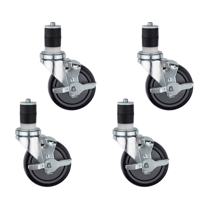 4" Dia. Wheel Caster with 1/2" Expanding Stem & Side Brake