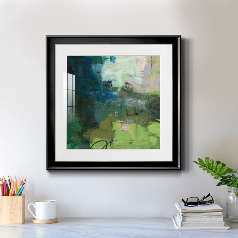 " Custom Stone VI ", Black Framed, 16" H x 16" W x 1" H