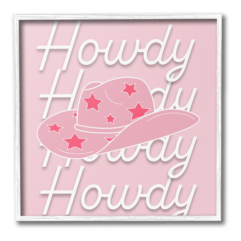 Bc-678_FG "Soft Pink Howdy", cadre unique par Corrine Rose Design sur toile, H 24 po x l 24 po