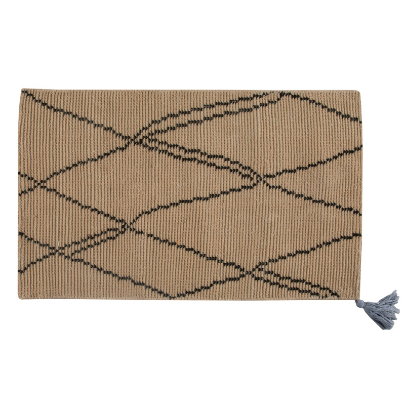 Tapis d'intérieur / extérieur ivoire / ardoise / noir tissé à la main Wendy Jane, Rectangle 2 pi x 3 pi