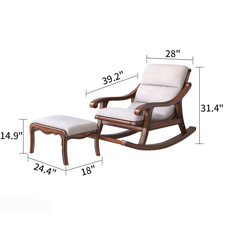 Chaise berçante en bois massif American Style