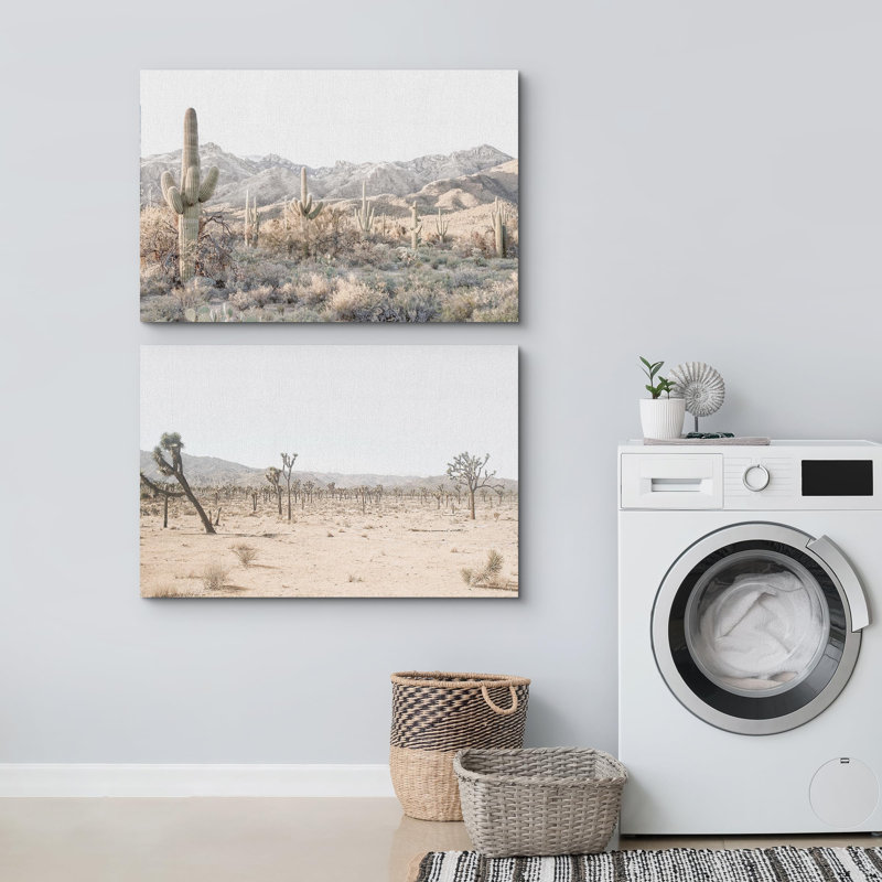 Cactus Desert " Western Desert Cactus " 2 - Pieces, Wrapped Canvas, 24" H x 36" W