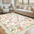 Farmhouse Floral Rug Washable Rug Non Slip Modern Scalloped Carpet, Soft Non Shedding Indoor Carpet, Low Pile Thin Foldable Printed Mat-1434791351