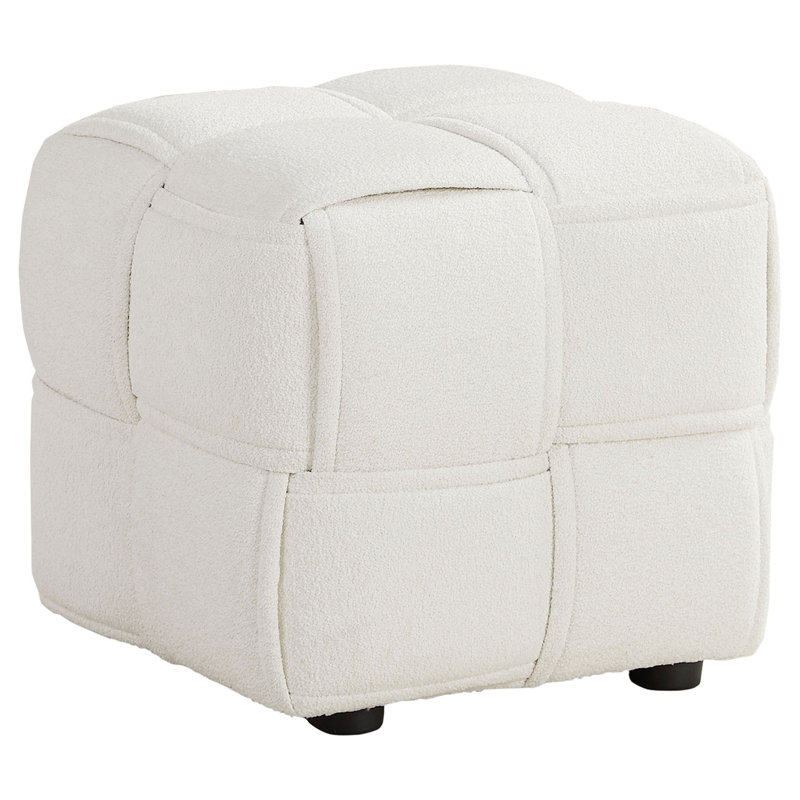 Nunzius 46cm Wide Square Cube Ottoman, Beige Polyester