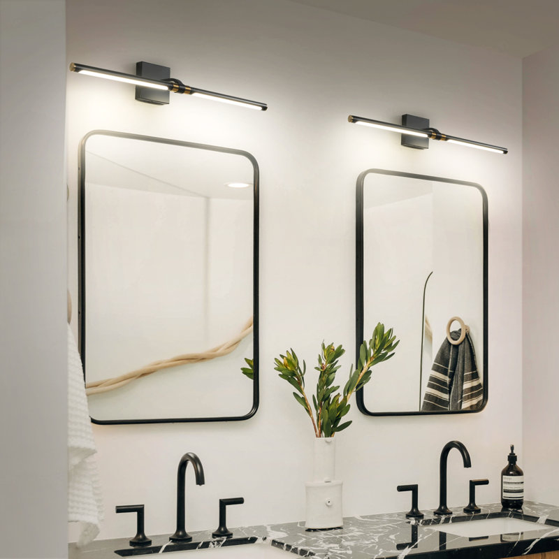 Barre d'éclairage de salle de bain DEL à 2 lumières à intensité variable Draquan, Noir mat, H 4,7 po x l 30 po x P 6 po