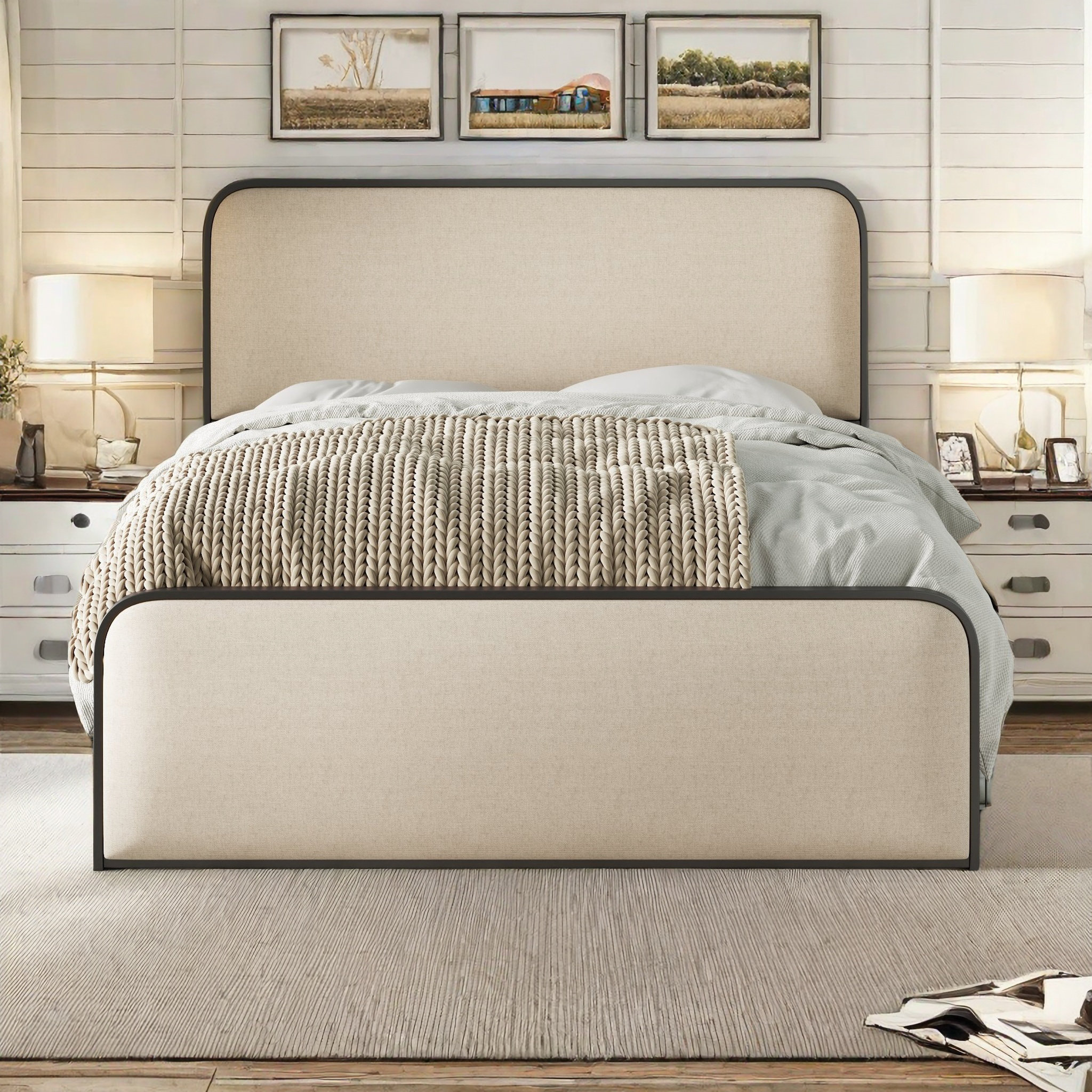 Latitude Run® Upholstered Bed With Curved Headboard | Wayfair