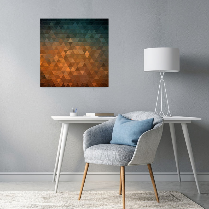 Motif géométrique abstrait bleu sarcelle et motif géométrique abstrait, H 24 po x l 24 po