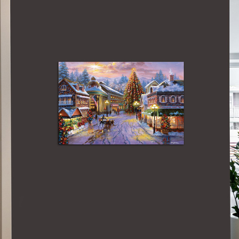 « christmas réveillon », reproduction d’art sur toile, H 26 po x l 40 po x P 1,5 po, Toile tendue, Pas de tapis