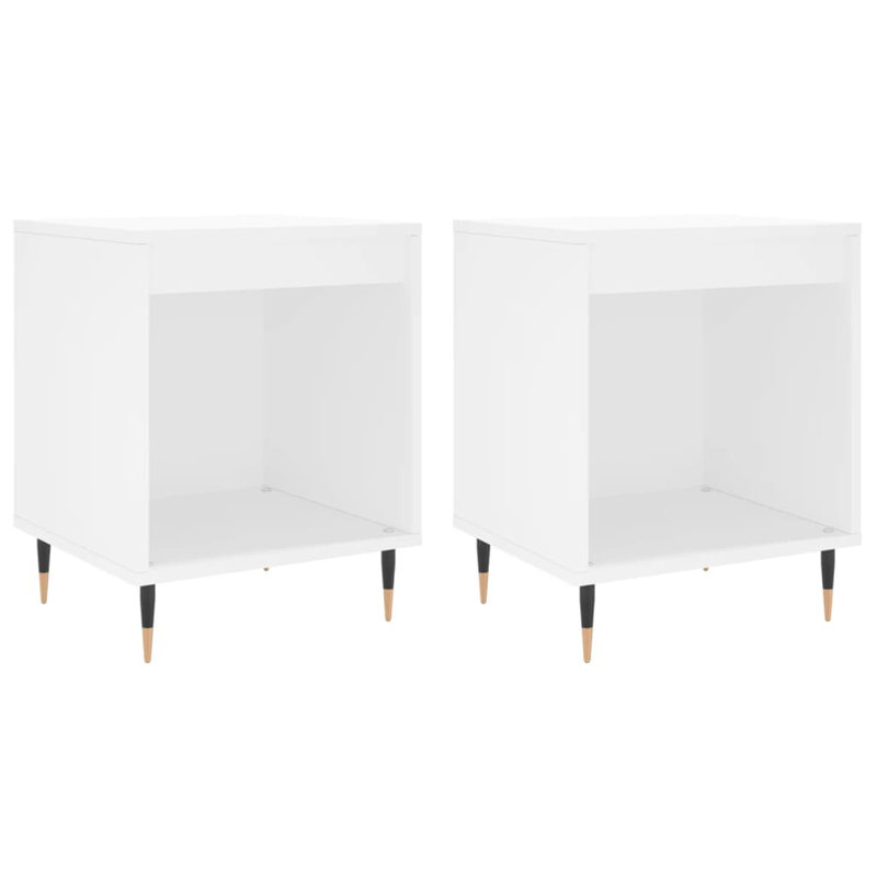 Plainsboro Solid Wood Bedside Table, White, Set of 2
